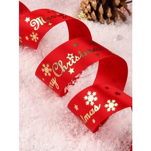 25MmHomeDecorationGift Wrapping Platinum/Silver Ribbon DIY Crafts Supplies Sewing Accessories Scrapbook Material Merry Christmas