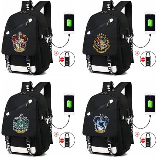 Harry Waterproof Laptop Backpack Men USB Charging Potter Travel Backpack for Teens Female Oxford Rucksack Vintage School Bag