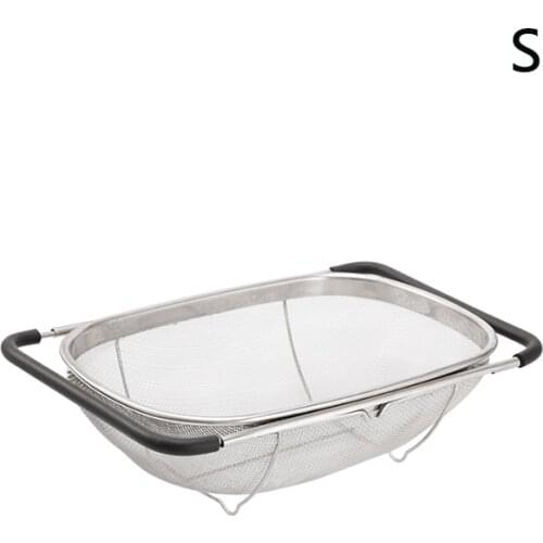 Household Colander With Handles Vegetables Stainless Steel Fruits Sink Retractable Restaurant Kitchen Accessories Water Drain