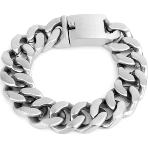 High Polish 316L Stainless Steel Link Chain Bracelet Men 20MM Wide Mens Bracelets & Bangles Handle Fashion Male Jewelry