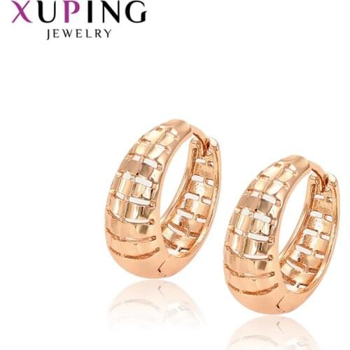 Xuping Fashion Small Circle New Arrival Rose Gold Color Plated Classic Hoops Earrings for Women Jewelry Gift 97311