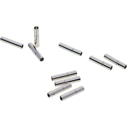 10 Sets Cylinder Bayonet Push Clasps Brass Leather Ends for 2mm Round Cord Glue in Buckle Mating Connectors Magnetic Clasps