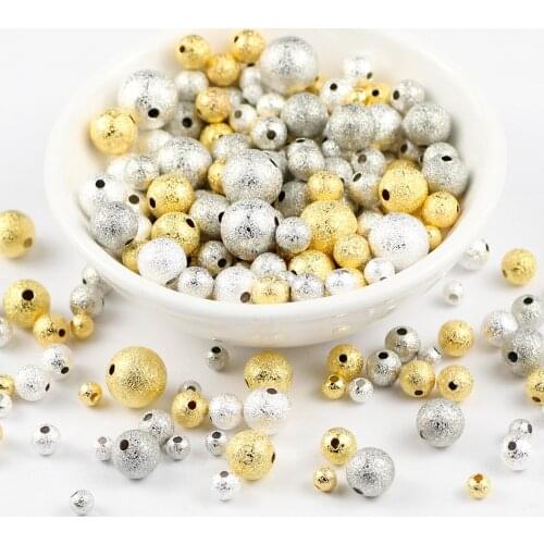 100pcs Gold Silver Copper beads /6/8/10MM Wrinkled Metal Spacer Loose bead for Jewelry making bracelet necklace Earrings DIY