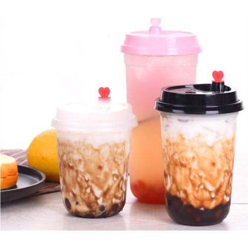 50pcs Net red U shape creative disposable coffee cup birthday party 500ml 700ml transparent milk tea juice hard plastic cups