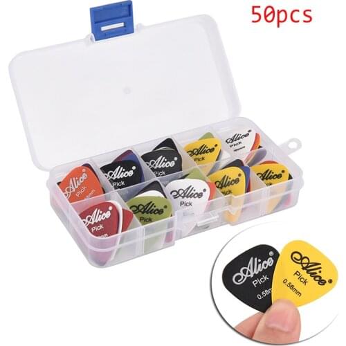 50Pcs/Set Electric Guitar Pick Acoustic Music Picks Plectrum 0.58/0.71/0.81/0.96/1.2/1.5mm Thickness Guitar Accessories