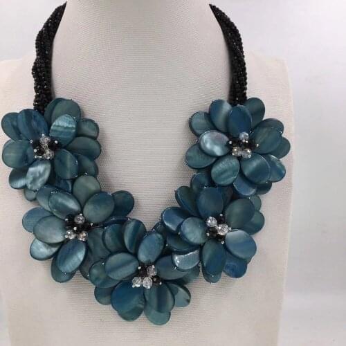 6rows green shell flower necklace 19inch nature gift baroque wholesale beads FPPJ