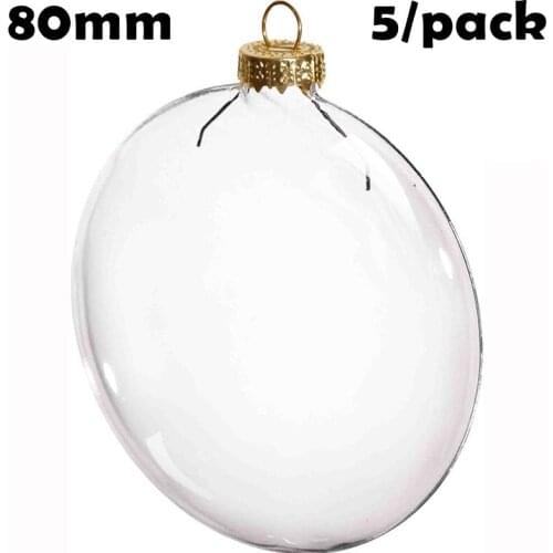 Promotion - 5/Pack, DIY Paintable Christmas Decoration Ball 80mm Glass Disc Oval Ornament