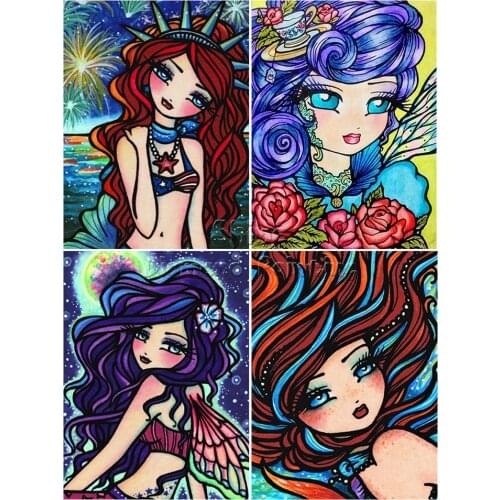 Diamond Painting Sexy Woman Long Hair Girl Cartoon 5D DIY Embroidery Set Handmade Home Decor Mosaic Square Round Rhinestone