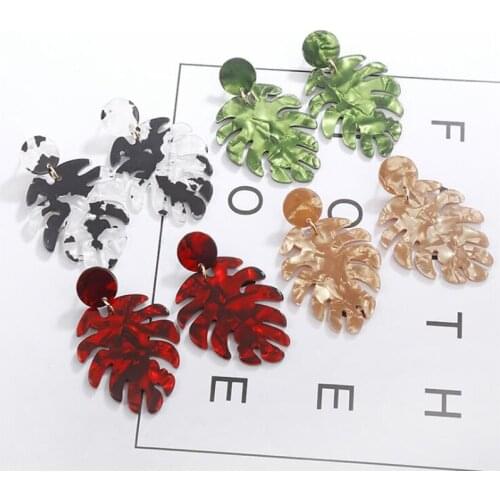 Bohemian Tropical Plant Acrylic Earrings Women Monstera Leaf Dangle Earrings for Women Earring Jewelry Party Gift 2020 Hot Sale