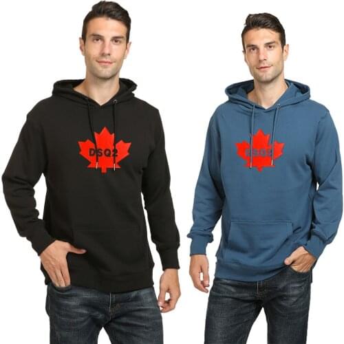 Brand Maple leaf with DSQ2 letter printing warm thick round neck sweatshirt pullover hoodie cotton Unisex couple Hoodies