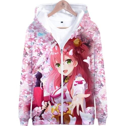 BSLNXNMA HOLOLIVE VTuber Sakura Miko3D Holiday passionate style Child size and Men/Women Streetwear Style Zip Kawaii hooded