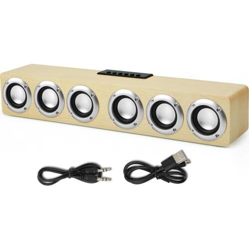 M1 Wooden Desk Speaker Bluetooth HiFi Music Player 20W Powerful Stereo Home Wireless Soundbar for TV Desktop Laptop Smartphone