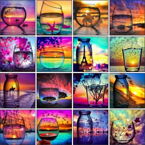 Evershine 5D DIY Diamond Painting Cross Stitch Scenery Diamond Embroidery Bottle Full Square Rhinestones Mosaic Home Decoration