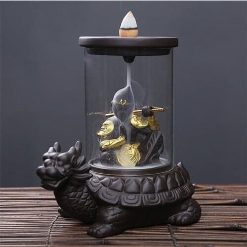 Purple Clay Smoke Backflow Incense Burner with Led Light Living Room Waterfall Incense Holder Feng Shui Ornaments Home Decor