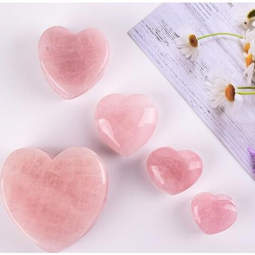 Healing Heart-Shaped Rose Quartz Figurine Natural Crystal Stone Wedding Favors Gifts Chakra Feng Shui Reiki Decor Accessories