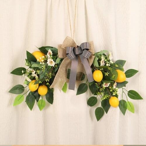 Artificial Wreath Flower Door Swag Rattan Plant Lintel Garden Decor Ornament