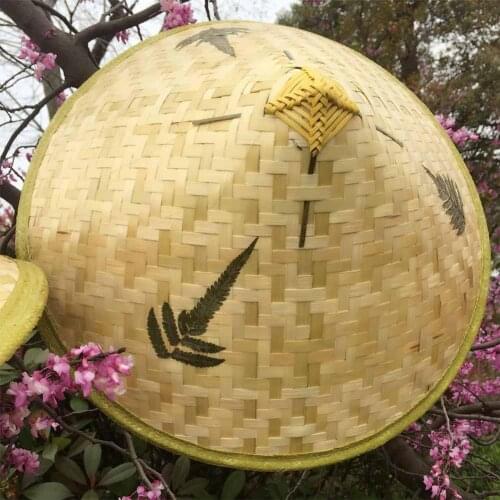 Chinese Retro Fisherman Hat Bamboo Rattan Handmade Weave Straw Bucket Hat Tourism Rain Cap Dance Props Cone Fishing Sunshade Hat