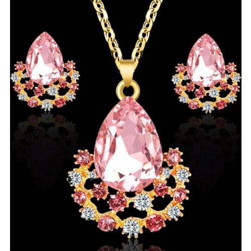 New Fashion Cute Butterfly Pendant Bridal Jewelry Sets Alloy Animal Jewelry Set Teardrop Earring Necklace Sets For Women Gifts