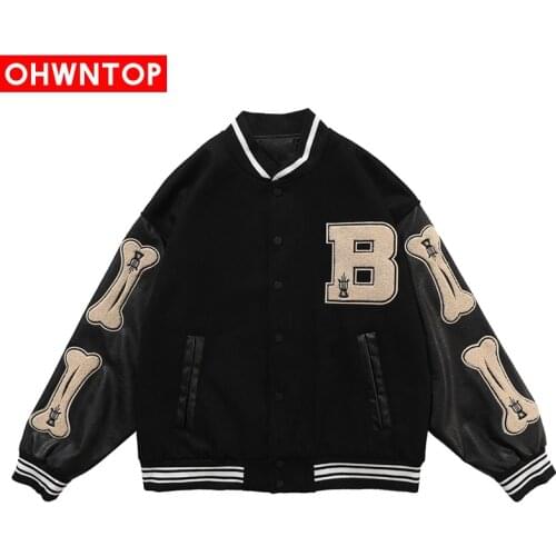 Harajuku College Style Baseball Bomber Jackets Hip Hop Casual Cotton Padded Zipper Patchwork Color Block Coats Men Tops Outwear