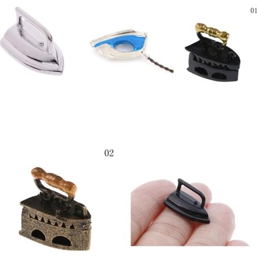 1pcs 1:12 Scale Cute Mini Adornment Dollhouse Furniture Toys Miniature Adornment An Iron Clothes Tool Doll House Accessories