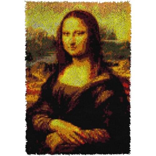 Latch Hook Kits King of Mona Lisa Chunky Yarn Embroidery Crocheting Tapestry Kits Needlework Arts & Crafts DIY Carpet Rug
