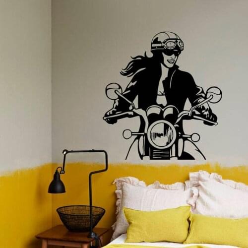 Motorcycle Girl Wall Decal Motorbike Motor Garage Cool Style Bedroom Living Room Home Decor Art Door Window Vinyl Stickers Q788