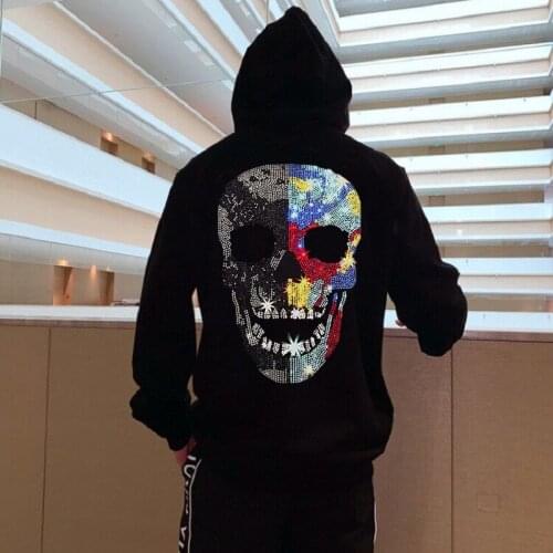 New Arrival Winter Mens Hoodie Sports Pullover Casual Hot Drill Skull Long-Sleeved All-Match Top