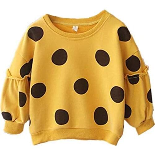 1-5Years Autumn Baby Girls Polka Dot Tops Sweatshirts T shirt Long Sleeve Sweatshirt Spring Cute Kids Baby Clothes