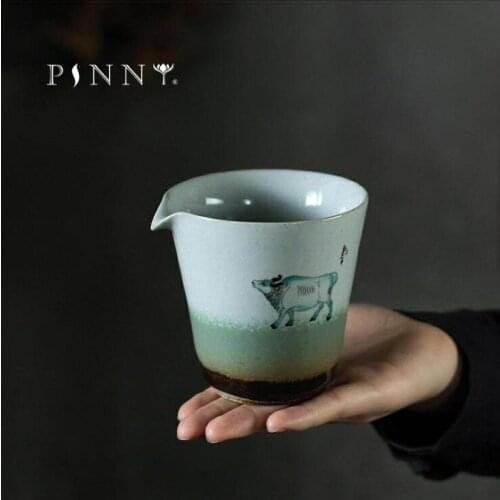 PINNY 200ML Japanese Style Celadon Ceramic Cha Hai Retro Kung Fu Tea Service Heat Resistant Tea Bowl