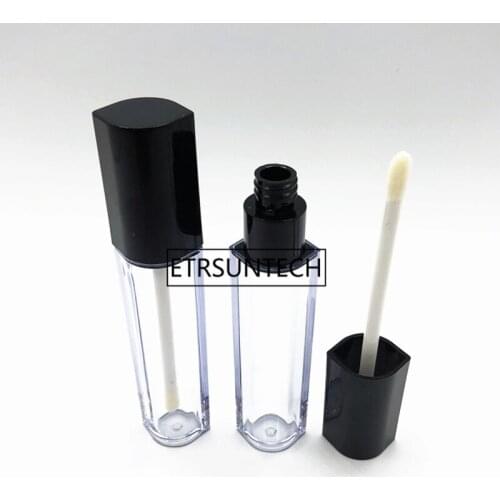 7ml Plastic Lipgloss Tube With Black Cap Small Lipstick Tube Sample Cosmetic Container F1802