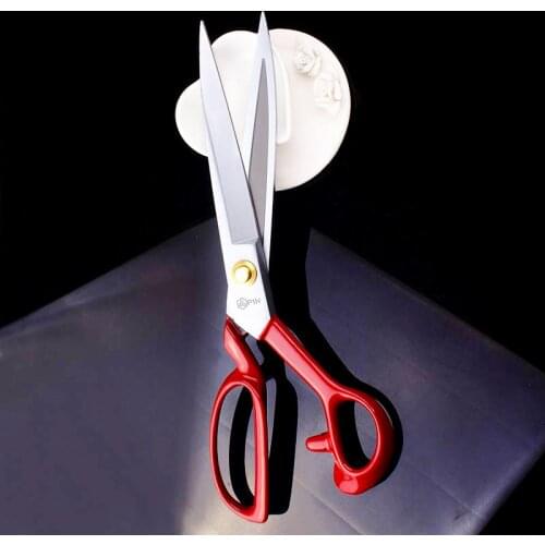 Durable Scissors Professional Stainless Steel Scissors Tailors Vintage Crafts Embroidered Fabric Cutter Sharp Red Big Scissors