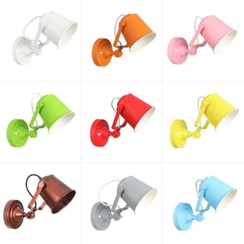 Adjustable Angle Pure Color Multicolour Retro 5w Led Wall Lamp Vintage Lampshade Room Lamp Loft Passageway Cafe Theme Spot Light