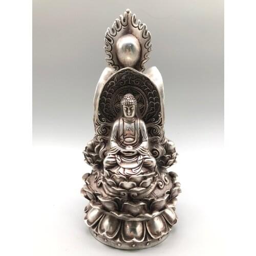 Collect China Fine Workmanship Cupronickel Sculpture 3 Face Buddha Metal Crafts Home Decoration