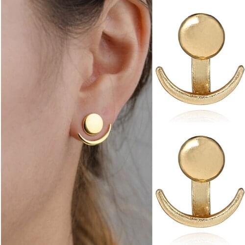 Trendy Crescent Moon Earrings Cute Ear Jackets Geometric Round Earrings for Women Sun Moon fashion Earring Gifts