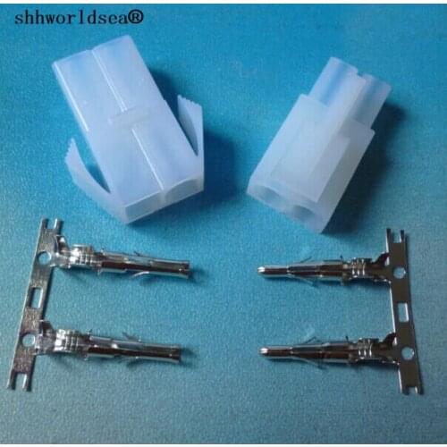 Shhworldsea 50sets 2P 2 Way pin Big electrical connector Set Kits large set EL 6.2MM male Female socket plug Free shipping