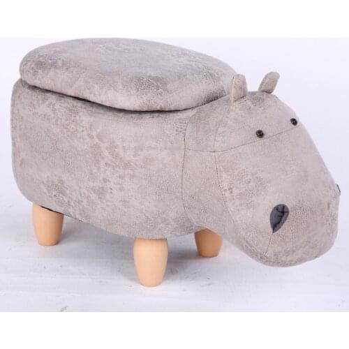 Creative Cute Animal Shape Stool Oak Stool Leg Furniture Hippo Dinosaur Solid Wood Stool Gilding Fabric Replacement Shoe Stool