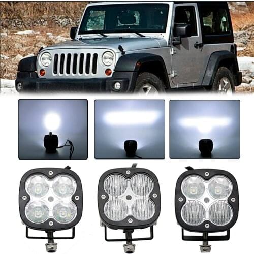 Super Bright 2Inch LED White Work Headlight Fog Light With Yellow Cover For Motorcycle Car Truck Jimny ATV UTV Wrangler Offroad