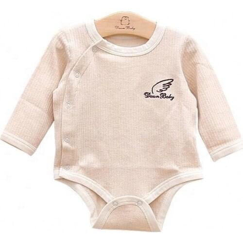 Blank Long Sleeves Baby Clothes Toddler Boy Clothing Plain Organic Cotton Baby Clothes Newborn Baby Bodysuit Solid Basic Playsui