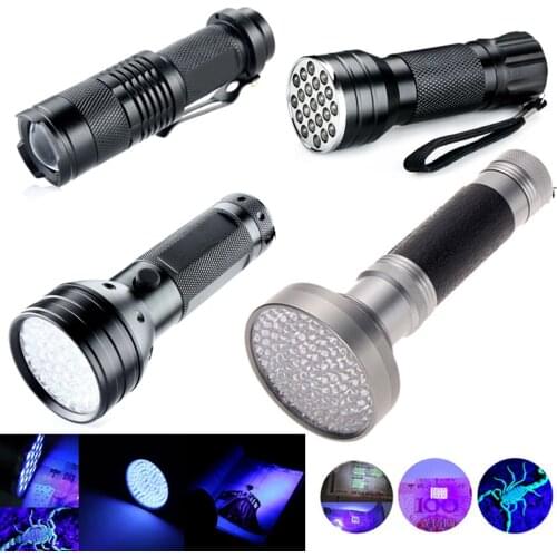 UV Flashlight torch 9LED 21LED 51LED 100LED Ultra Violet Light UV 395-400nm LED torch light lamp For Marker Checker Detection