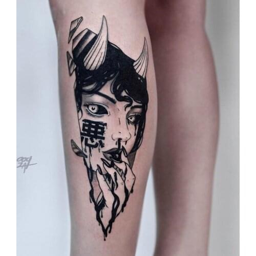 Waterproof Temporary Tattoo Sticker Body Makeup wing Mermaid moon Tattoos Black Art Flash Fake Tattoos Water transfer tattoo