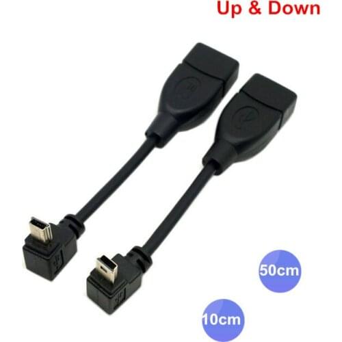 90 Degree Up & Down Angled Mini USB Type B to USB Female OTG Cable 10cm 25cm 0.1m 0.25m for Tablet