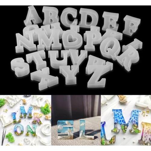 1pcs 3D Capital English Letters Epoxy Resin Mold Alphabet Decorative Concrete Molds Keychain Silicone Mold Tools