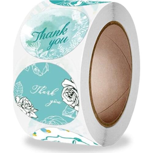 100-500pcs Colorful Flowers Thank You Stickers 8 Designs Thank You Envelope Sealing Stickers for Small Business Birthday Wedding