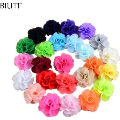 125pcs/lot Neon Chiffon Summer Style 2.56 Inch girl hair Flowers Headband Kids Head Beauty DIY accessories MH88