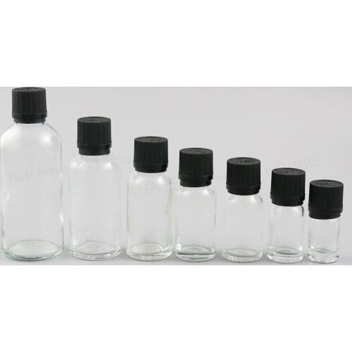 200 x 5ml 10ml 15ml 20ml 30m 50ml 100ml Clear aromatherapy oil bottle with Tamper Evident Childproof Cap orifice reducer