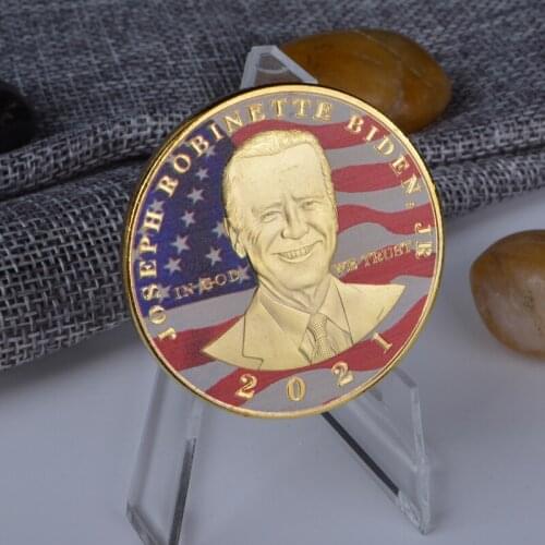 2021 U.S. President Biden Gold Plated Silver Plated UV Printing Technology Color Commemorative Coin