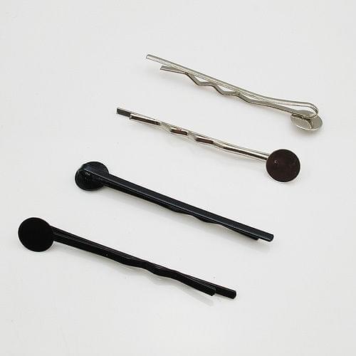 400pcs black and silver MIXED COLOR Bobby Pin Blanks and Findings, 45mm wide, 8mm Glue Pad