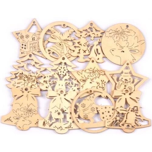 5Pcs 75mm Natural Wooden Drop Pendants Hanging Ornament Christmas Xmas Crafts Party Santa Claus DIY Home Decoration m2712