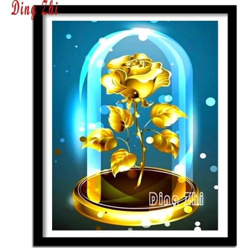 5D DIY Diamond Painting Gold Rose Embroidery Sale Diamond Mosaic Flower Full Square Round Drill Cross Stitch Handicraft Wall Art