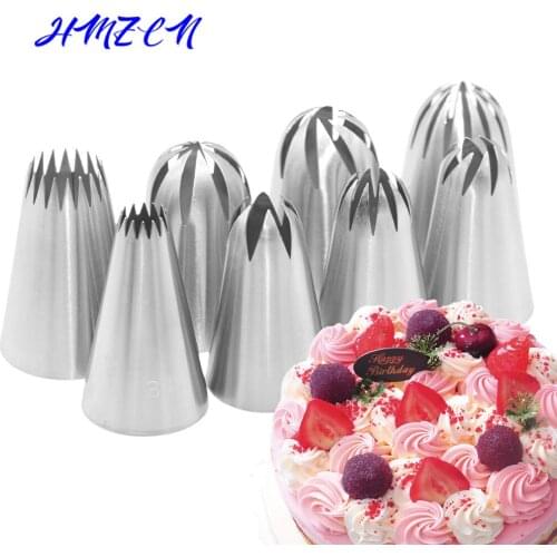 8PCS Cakes Decoration Set Cookies Supplies Russian Icing Piping Pastry Nozzle Stainless Steel Kitchen Cake Decorating Tools